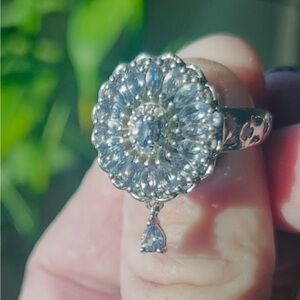 Tanzanite Floral Spray Ring in Platinum Over Sterling Silver 4.75 ctw